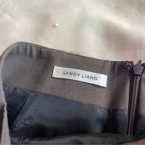 Sandy Liang- Brown Mid Skirt with Rose Bow Detail Size 0 Designer Spring Fashion - Picture 9 of 9